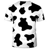 Lurhonp Men Women 3D Cow Print Funny Short Sleeve Tshirts Fashion Crewneck T-Shirts,Color2,S
