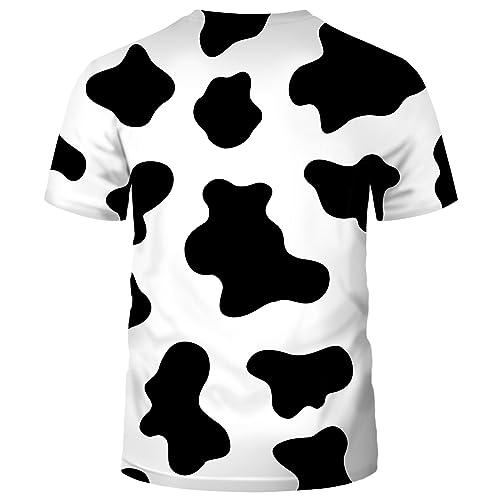 Lurhonp Men Women 3D Cow Print Funny Short Sleeve Tshirts Fashion Crewneck T-Shirts,Color2,S
