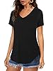 Florboom Womens T Shirts Short Sleeve V Neck Loose Summer Tees Basic Tops, Black 18 20 #1