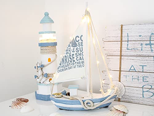 Selldorado® Segelschiff Deko mit Licht - Baddekoration 29 x 21 cm - Deko Ostsee aus Holz - Maritime Dekoration für Bad… – Bild 7