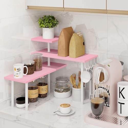 Homode 3-Tier Counter Organizer Shelf for Bathroom, Corner Shelf for Countertop, Over Sink, Make Up, Dresser Table, Desktop - Pink by Homode - Used condition - Image 2