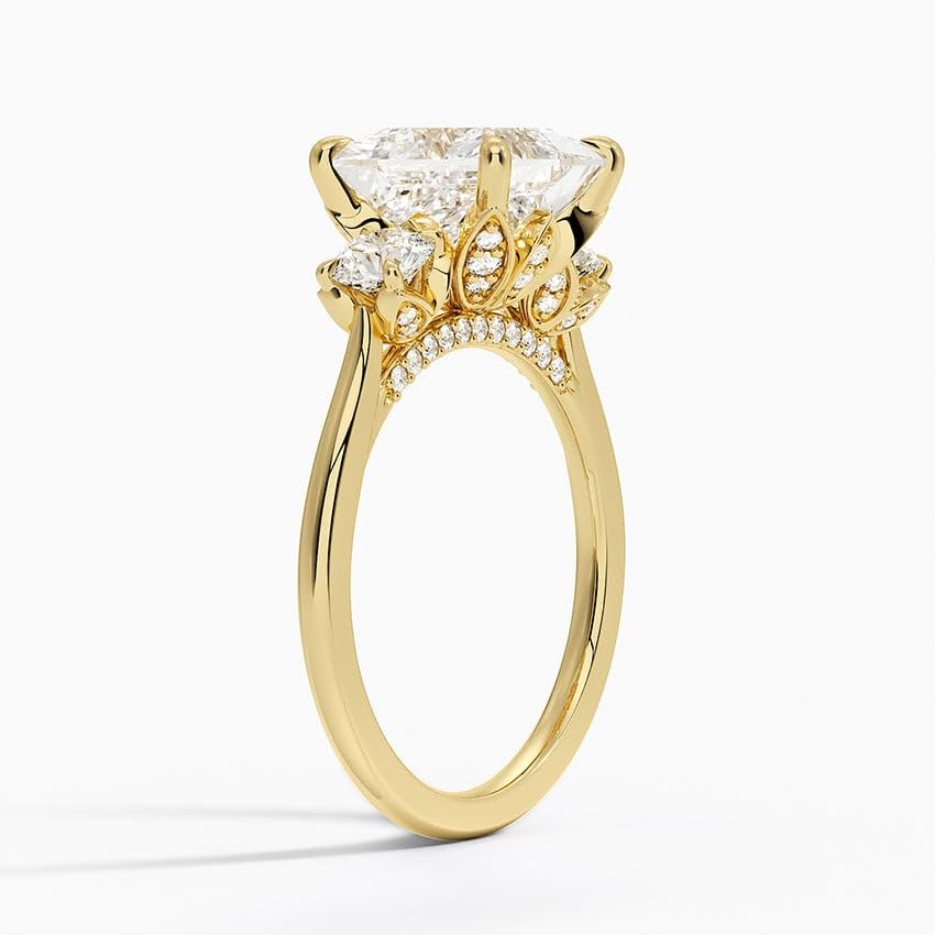 3 Ct IGI Certified Princess Cut Lab Grown Diamond Ring 10K 14K 18K Solid Gold Petal 3 Stone Lab Grown Diamond Engagement Ring Christmas Gift For Women (1-5 Carat, Color:E-F, Clarity:VVS2)2