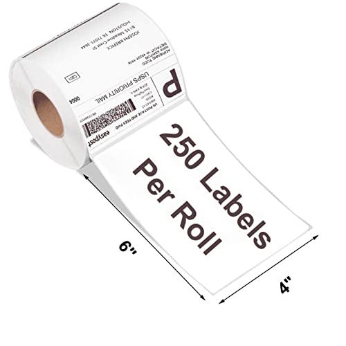4X6 Direct Thermal Shipping Label - 500 4"X6" Thermal Postage Stickers Perforated Strong Adhesive Commercial Grade Labels For Ups, Usps 250 Labels Per Roll 2 Rolls #TOP1