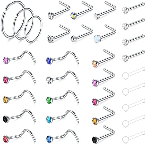 incaton Neus Studs 20G Roestvrij Staal L Vormige Neus Bone Schroef Neus Studs Neus Ringen Neus Piercing Sieraden Voor Mannen Vrouwen, Roestvrij staal