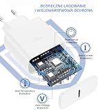 45 W ładowarka USB C, szybkie ładowanie typu C do Galaxy S25/S24/S23/S22/S21/S20/Ultra/Note 20/S10/S9, A54, A53, Z Fold/Z Flip/Tab, adapter ścienny USB C z kablem 3M, biały
