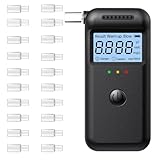 Alkoholtester, Polizeigenau Alkoholmessgeräte mit 20 Mundstücken | Digitaler Alkoholprüfer mit Blauer LCD - Anzeige | Rofessioneller Alkoholtester für Privaten und Beruflichen Gebrauch zu Hause