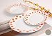 Albalù Italia Servizio Piatti da TAVOLA in Ceramica di Design Shabby Chic Bianco Pois Arancioni 6 Persone 18 Pezzi