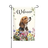 spring summer cute beagle dog wildflowers butterfly garden flag 12x18 inch double sided welcome yard outdoor decorative flag