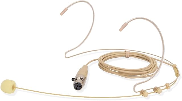 YXG Microphone Headset Headworn Earset Over Ear Hanging Condenser Mic Compatible with Shure Wireless System Bodypack Transmitter,Ideal for Lectures, Live Performance, Theater, Podcasts Beige