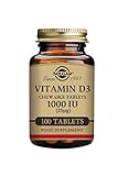 Solgar – Vitamina D3 1000 UI (25 µg) - Cuida tu sistema inmunológico – Protege tus defensas – Contribuye al mantenimiento de los huesos y absorción del calcio - 100 comprimidos masticables​