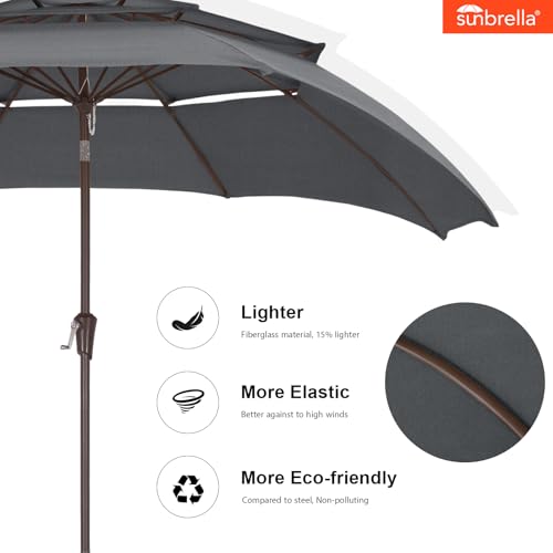 ABCCANOPY 9FT 3-Tier Acrylic Patio Umbrella, 10-Year No Fading, Gray by ABCCANOPY - Used condition - Image 5