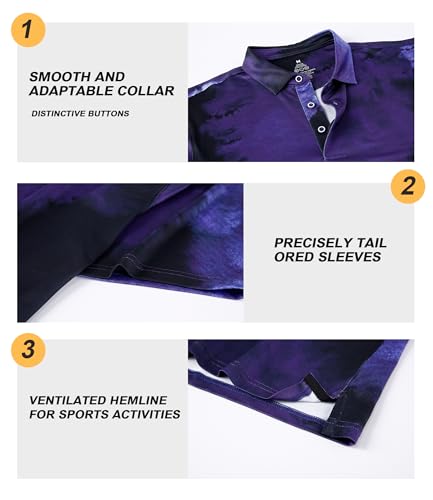 Image of Damipow Premium Golf Shirts for Men Dry Fit Performance Polo Short Sleeve Collared Shirt