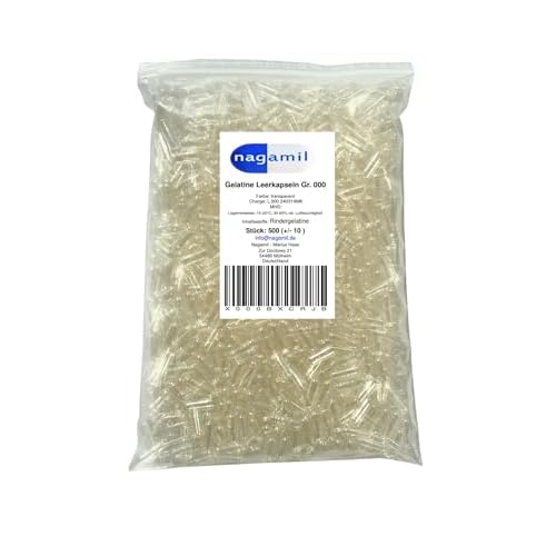 500 Gelatine Leerkapseln transparent Gr. "000"