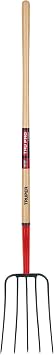 Truper Tru Pro 5-Tine Manure Fork, 54-Inch Premium White Ash Wood Handle, Forged Steel Head, Heavy-Duty Agricultural & Farm Tool Model BPJ-5E / 30314