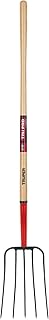 Truper Tru Pro 5-Tine Manure Fork, 54-Inch Premium White Ash Wood Handle, Forged Steel Head, Heavy-Duty Agricultural & Farm Tool (Model BPJ-5E / 30314)