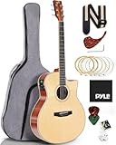 Pyle E Gitarre Akustik Westerngitarre mit Vorverstärker – Acoustic Electric Guitar, E Guitar with Preamp – E-Gitarre Set mit Elektrische Gitarre, E Gitarren Tasche, Gitarre Tuner & Saiten. Gitarre 4/4