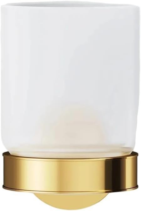 Toothbrush Holder, Wall Mounted Detachable Tumbler Holder, Zinc Alloy Holder+Frosted Glass Cup for Bathroom Multi-Functional Storage,Gold