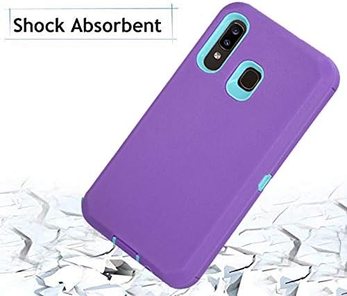 Annymall Samsung Galaxy A30 Case,Galaxy A20 Case,Galaxy A50 Case, Heavy Duty [with Built-in Screen Protector] Shockproof Defender Armor Protective Cover for Samsung Galaxy A20/A30/A50 (Purple/Green)