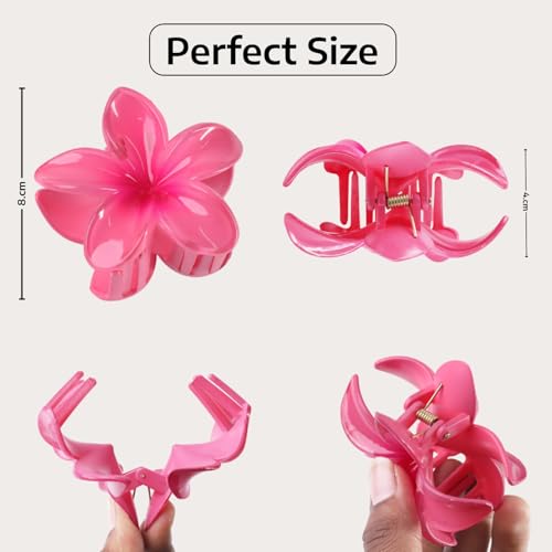 Image of ANNA CREATIONS 4 Pcs Korean Fashion Flower Glossy Hair Claw Clip for Thick & Thin Hair Strong Hold Hair Clutcher Accessories for Women & Girls