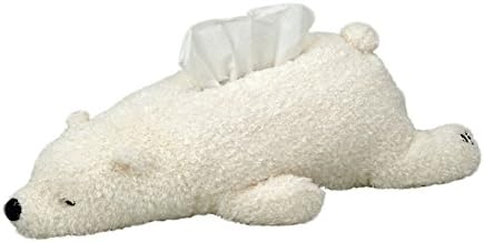 CHOOLD Super Soft Plush Polar Bear Tissue Box Cover Cute Paper Holder Napkin Box for Car Home Bathroom Kitchen Office(White Brown Pink) image 2