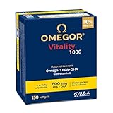 Omega 3 EPA y DHA 150 Cápsulas OMEGOR Vitality 1000 - Omega-3 IFOS Certificado 5 Estrellas - Aceite de Pescado Libre de Metales Pesados y Fácil de Digerir