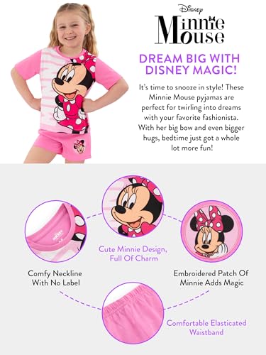 Disney Minnie Mouse Pyjamas, Short Sleeve Girls Pyjamas, Summer Girls' Pyjama Sets, Cute Kids Pjs, Pink 3-4 Years - Image 5