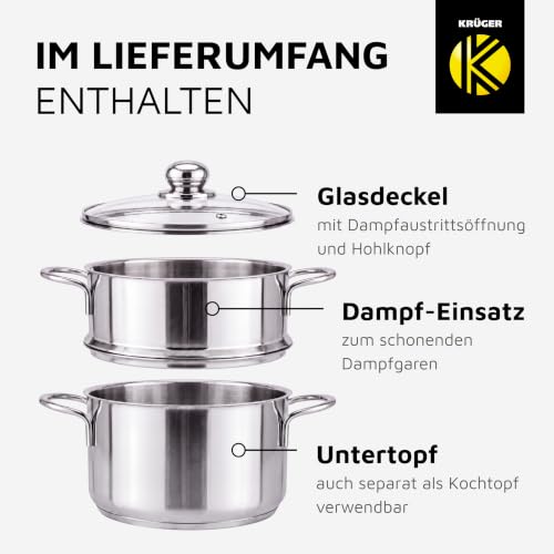 Foto von Krüger Edelstahl Kartoffeldämpfer Ø 20 cm (3,0 L) mit Dampfeinsatz