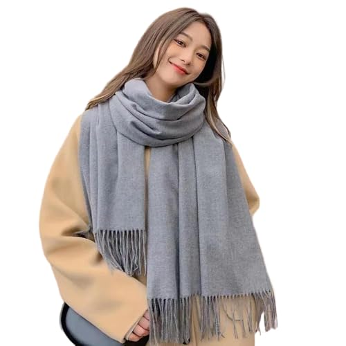 Écharpe noire en cachemire pour femme : grand foulard chaud à carreaux d'hiver