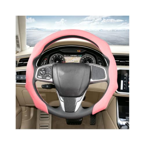 GZJHJF Car Steering Wheel Cover, 15 Inch, Suede Leather Sport, Light Pink