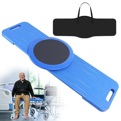 LOSCHEN 90cm Transferbrett mit 360° verschiebbarer Drehscheibe, Transfer board für Senioren den Transfer vom Rollstuhl zum Bett, zur Toilette, zur Badewanne, zum Auto (blau)