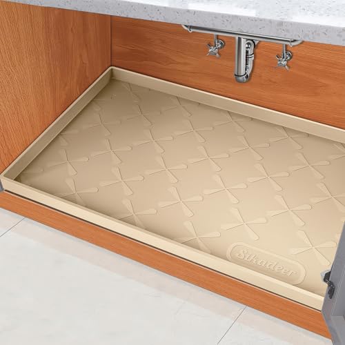 SIKADEER 31" x 19" Under Sink Mat Waterproof, Silicone Mat Kitchen Drawer Shelf and Cabinet Liner, Sink Protector for Kitchen Organizers and Storage, Boot Tray Pet Food Mats
