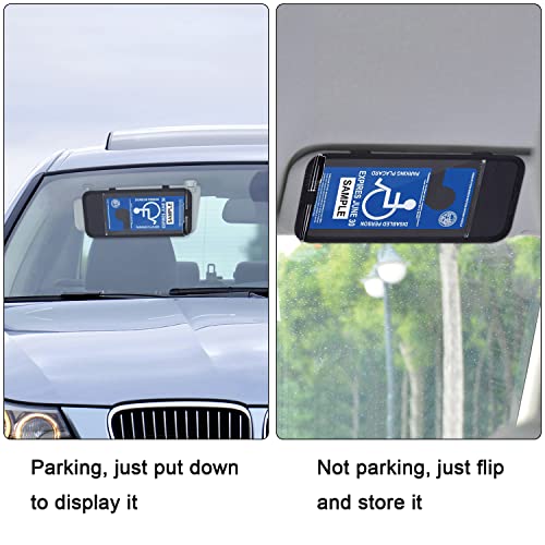 Handicap Placard Holder For Auto, Wisdompro Disabled Parking Permit Sign Protector For Car Sun Visor With Note Paper Slot, Pen Holder And Elastic Strap - Black #TOP5