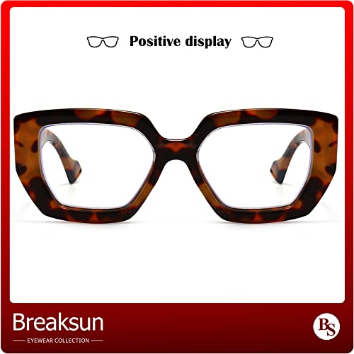 Image of Breaksun Thick Frame Blue Light Glasses for Women Men Fashion Oversized Square Computer Gaming Eyeglasses