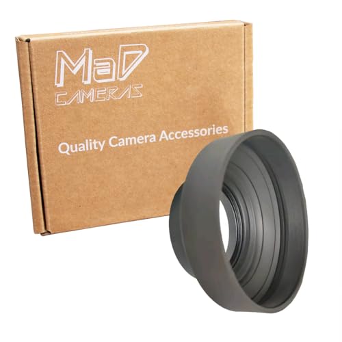 MaD Camera - 49mm Collapsible Rubber Lens Hood - Screw-On Camera Hood Compatible with Canon/Nikon - Essential Camera Lens Hood Accessory