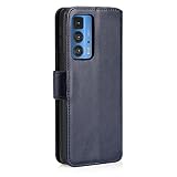 Chalk & Hide - Prawdziwa Skóra Trzepnięcie Portfel Etui Pokrowiec do Motorola Moto Edge 20 Pro, z Gniazdem na Kartę, Zamknięciem Magnetycznym i Wbudowanym Stojakiem - Ciemnoniebieski