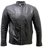 Geknöpfte Manschetten Infinity Herren Schwarz Nappa Leder Motorradfahrer Jacke 2XL
