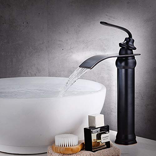 Robinet de lavabo cascade en bronze noir pour une salle de bain vintage chic
