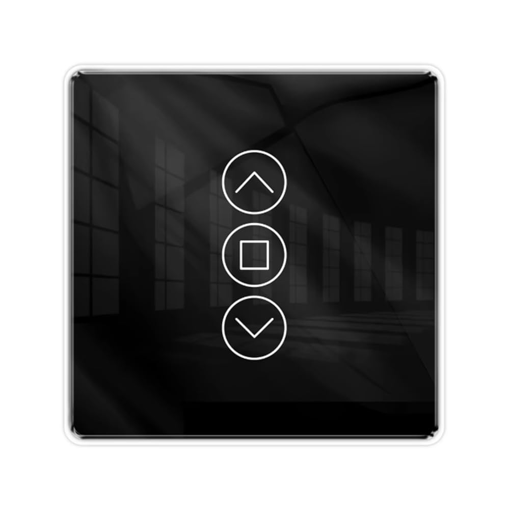 Littimoon Smart APP Wireless 2.5D RF433 ZigBee Curtain Switch Arc Glass Touch for Roller Blinds Shutters Tuya Black