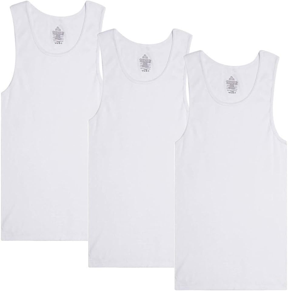12 Pack Men Tagless Ribbed White Tank Top 100% Cotton A-Shirt Wife Beater Undershirt