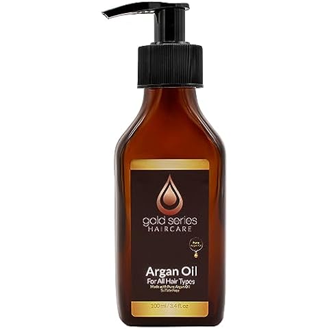 Gold Series Argan Oil to Hair Stimulate Growth for Dry and Damaged Hair, 100% Argan Oil for Hair Moisturizing Adds Shine and Gloss (3.4 Fl.oz) Cover