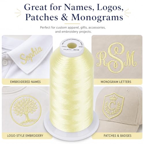 Image of Simthread Embroidery Machine Thread 5000M 40WT Polyester, Cream Brown 010 | 5000M 40WT polyester thread feeds smoothly for home or commercial embroidery projects.