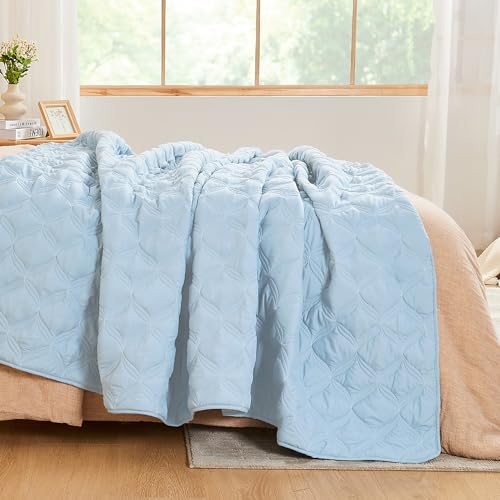Litanika Oversized King Quilt Bedding Set,120x120Inch Super King Light Blue Comforter Bedspreads Lightweight Bed Coverlets Boho Bedding Cover Decor All Season, 3 Pieces (1 Quilt, 2 Pillowcases) by Litanika - Image 3