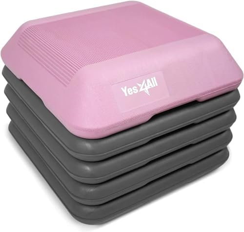 Yes4All Aerobic Stepper Exercise Steps with 3 Adjustable Height 10cm 15cm 20cm Step Platform  Fitness Stepper for Home & Gym, Aerobics, Cardio, Weights, Yoga