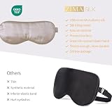 ZIMASILK 100% maska do spania 22 Momme Pure Mulberry Silk wypełniona 100% jedwabiem z morwy, jedwabny pasek do owijania - super miękka i wygodna maska na oczy do spania (beżowa)