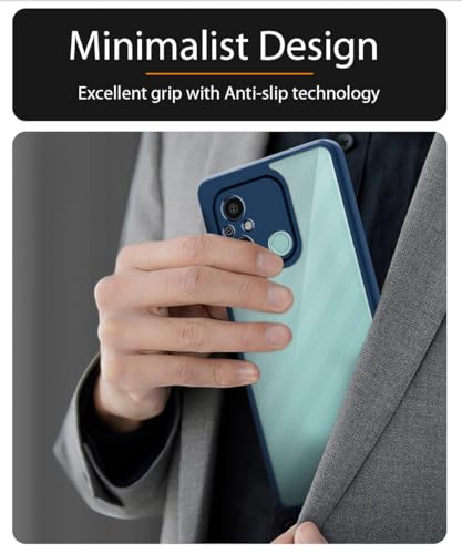 Image of WOW IMAGINE Shockproof Hybrid Back Cover for Xiaomi Redmi 12C | Poco C55 | Hard Slim fit Back Case | PC & TPU | Clear Transparent Case - Blue