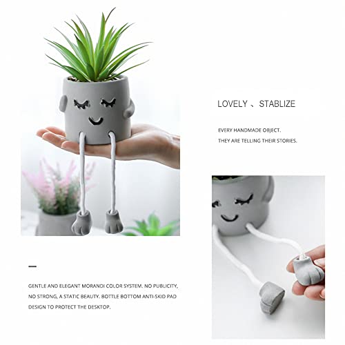 Zerzsy 3Pcs Creative Artificial Succulents With Gray Flower Pots, Mini Potted Succulents For Home Decor And Gift Choice. #TOP1