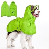 Kuoser Dog Raincoat, Waterproof Dog Jacket with Hood, Reflective Pet Rain Coat for Small Medium Large Dogs, Adjustable Lightweight Puppy Rain Gear for Outdoor Protection & Night Walks