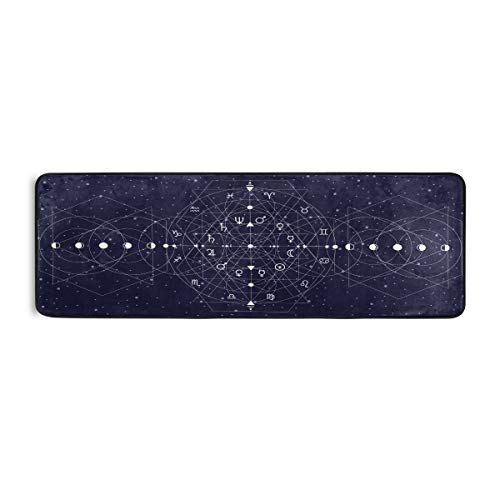 Alaza Triangles Geometrical Shapes On Dark Background With Moon Phases Runner Area Rug Non Slip Floor Mat For Hallway Entryway Living Room Bedroom Dorm Home Decor 72X24 Inches #TOP28