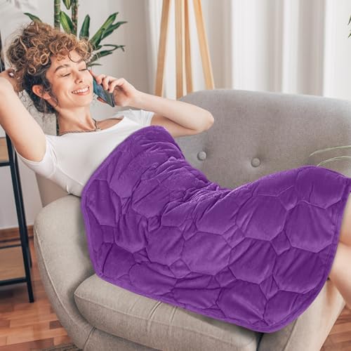 Image of Topblan Weighted Lap Blanket 7lbs for Adults, Small Weighted Blanket Throw for Napping, Relaxation, Calming and Travel, Skin Friendly & Machine Washable for All-Season, Dark Purple 24x29 inches