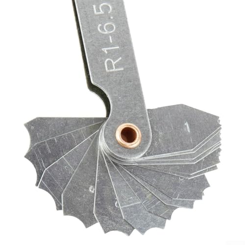 Jauge de rayon R1-6,5, gabarit de rayon pour mesurer le filet et la courbure, outil de mesure pour inspection CNC et travail des métaux (1-6,5)